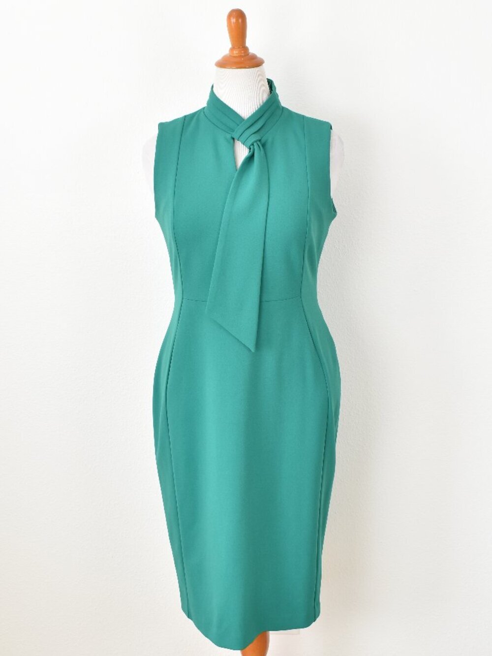 Calvin Klein Tie Neck Sheath Dress Green - 12
